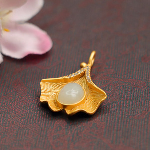 Collar con Colgante de Jade Ximang Hotian 2026, Diseño de Hoja de Loto Blanca, Joyería al por Mayor S2032662 - Product Image 5