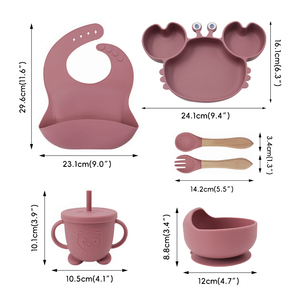Ensemble de vaisselle en silicone sans BPA pour l'apprentissage de la nourriture des tout-petits, incassable, écologique, vaisselle pour bébé, passe au lave-vaisselle 9 - Product Image 2