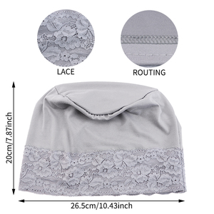 Pañuelo <span class=keywords><strong>para</strong></span> la Cabeza de Color Sólido <span class=keywords><strong>para</strong></span> Mujer, Turbante Elástico de Poliéster con Encaje <span class=keywords><strong>para</strong></span> Damas, Cómodo <span class=keywords><strong>para</strong></span> <span class=keywords><strong>Quimioterapia</strong></span> - Product Image 2