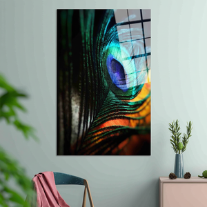 Lienzo Impreso: Arte Moderno de Pared con Plumas de Pavo Real en Vidrio Templado - Product Image 3