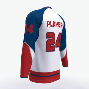 Parches bordados personalizados para hockey sobre hielo, jersey para equipo de hockey, uniforme de hockey sobre hielo por sublimación al por mayor