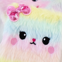 Carnet de notes mignon et kawaii pour filles, cadeau pour enfants, carnet de notes en peluche douce et moelleuse avec des animaux de dessin animé