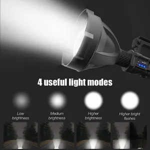 Xhp70 lanterna led de plástico e 25w, poderosa, recarregável, para áreas externas, para sua mão, para longo alcance