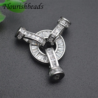 Fermoirs ronds de grande taille en Zircon cubique multi-boucles plaqués or argent anti-décoloration de Style de luxe pour la fabrication de bijoux à bricoler soi-même