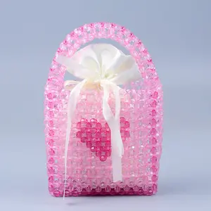 2024 Venta al por mayor a granel India Pink Heart Glass Seed Tote Clutch Bag