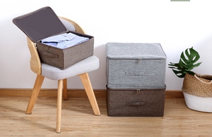 40L Foldable Storage <b>Bins</b> Storage Boxes with <b>Lids</b> and Handles Storage Baskets in Linen Organizers for Toys Shelves - Product Image 6