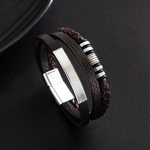 Pulsera de Cuerda Trenzada Multicapa Moderna para Hombre, Brazaletes de Acero Inoxidable, Joyería Masculina, Regalos - Product Image 3