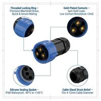   Connecteur étanche TUV CE M25 à 3 broches 50A 500V avec verrouillage par pression IP67 Jnicon Circar Plug pour usage industriel