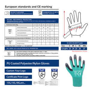 قفازات العمل العامة من مستودع بو البحري الآمن ، قفازات واقية من النايلون اللاتكس متوافقة مع CE ومضادة للانزلاق ، قفازات صناعية - Product Image 6