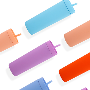 Gobelets personnalisés en plastique de 16 oz, écologiques, anti-fuite, à double paroi, de couleur mate, avec couvercles et pailles, pour la rentrée scolaire et les voyages - Product Image 5