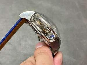 Montre mécanique entièrement automatique haut de gamme avec mouvement tourbillon à double axe et bracelet bleu - Product Image 4