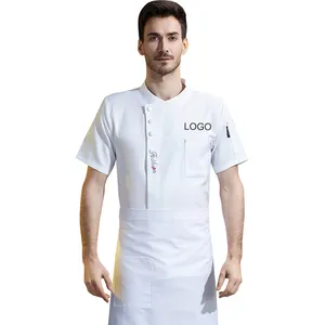 Doppio petto cucina cappotto Chef ristorante cameriere uniforme Custom Chef cappotto manica corta
