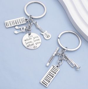 Moda DIY <span class=keywords><strong>teclado</strong></span> órgano electrónico guitarra <span class=keywords><strong>flauta</strong></span> cuerno música llavero profesional accesorios creativos de Metal - Product Image 2