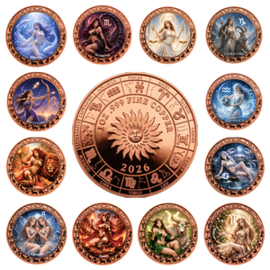 Monete in Rame da 1 Oncia con 12 Segni Zodiacali, Monete Commemorative da Collezione per Regali di Compleanno - Product Image 1