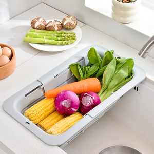 High Quality Folding Plastic Basket <strong>Collapsible</strong> Kitchen Folding Telescopic Folding Drain Basket For Vegetable Washing Kitchen - Product Image 1