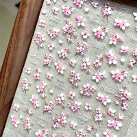 Autocollants pour ongles à motifs floraux roses et blancs, décorations de fleurs de cerisier, autocollants pour ongles auto-adhésifs pour femmes, décoration d'ongles