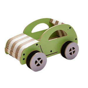 Rascador/cama para gatos con forma de coche pequeño, de cartón corrugado, resistente al desgaste y sin pelusas, con rascador grande integrado. - Product Image 1