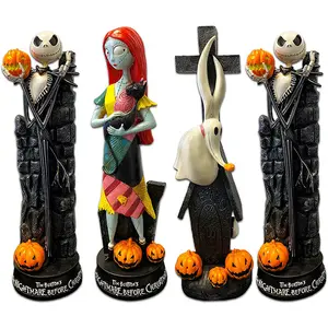 Nightmare Figurines Set ~ 4 Pack Statues Featuring Jack Skellington, Sally, and Zero