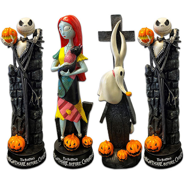 Nightmare Figurines Set ~ 4 Pack Statues Featuring Jack Skellington, Sally, and Zero