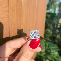 Haute qualité 9mm 3CT CZ cubique Zircon bague en argent Sterling 925 mariage fiançailles Solitaire bague pour les femmes