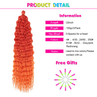 22 pouces ariel curl cheveux synthétique vague d'eau profonde cheveux bouclés tressage extensions au crochet torsion cheveux pour les femmes