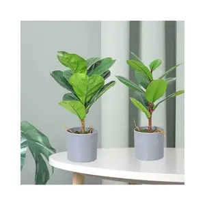 Indoor Decorative Small Plastic Bonsai Banyan Tree Potted Artificial Ficus Tree Plants