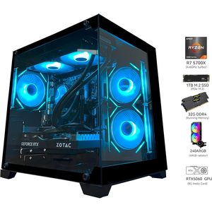 PC para Juegos YAWYORE, AMD Ryzen 7 5700X, GeForce RTX 5060, 32GB DDR4, 1TB NVMe SSD, Ventiladores ARGB, WiFi, BT, Torre de Escritorio - Product Image 3