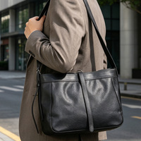 Sac bandoulière décontracté en PU noir grainé, grande capacité, étanche, personnalisé en usine, pour hommes, vente en gros