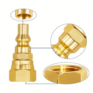 Copper 1/4 In Propane Quick Connect <b>Adapter</b> For RV Camping Grill Fire Pit Heater - Product Image 2