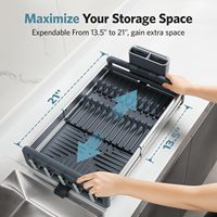 Séchoir à vaisselle, porte-vaisselle extensible pour comptoir de cuisine, grand évier à vaisselle