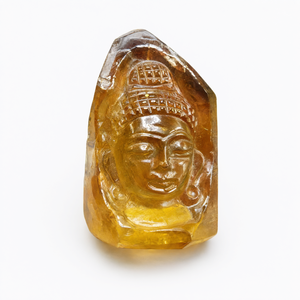 Tête de Bouddha en cristal de citrine naturelle - sculpture artisanale du Bouddha serein et méditant - cristal/reiki/chakra - 2 pouces - Product Image 2