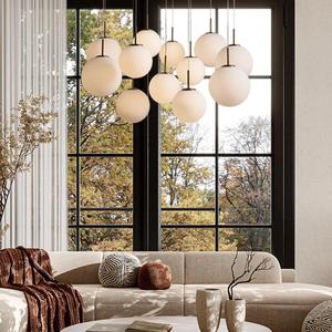 <span class=keywords><strong>Lampadario</strong></span> Moderno Personalizzato con <span class=keywords><strong>Sfere</strong></span> di Vetro e Metallo per Isola Cucina e Soggiorno - Product Image 2