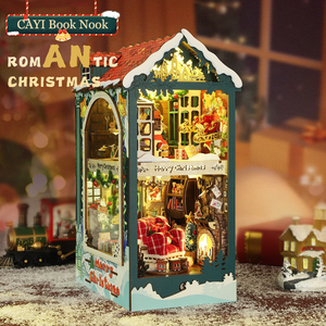 Kit de Manualidades de Madera para Rincón de Lectura Navideño, Casa en Miniatura 3D <span class=keywords><strong>con</strong></span> Luz LED, Pueblo Nevado, Inserto para Estantería, Rompecabezas, Regalo para Adultos - Product Image 3