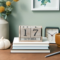 Calendrier de bureau en blocs de bois écologiques personnalisables en usine, design Art Déco, blocs de présentation du mois et de la date en bois durable pour le bureau