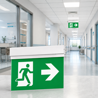 Letrero de Salida LED con Certificación CE, Luz de Emergencia de Seguridad contra Incendios con Batería de Litio Recargable