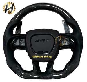 Volante Deportivo Personalizado HZ de Fibra de Carbono para <span class=keywords><strong>Dodge</strong></span> Charger <span class=keywords><strong>Challenger</strong></span> Hellcat SRT RT, Cuero de Gamuza, 4 Radios, 50 mm - Product Image 1