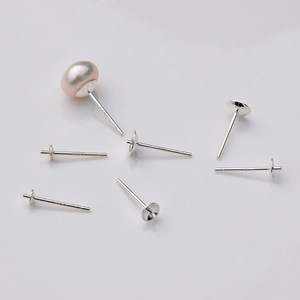S925 Sterling Silver Bowl-Shaped Earring <b>Posts</b> <b>Round</b> Jewelry Pin For Earring Making Wholesale Components - Product Image 2