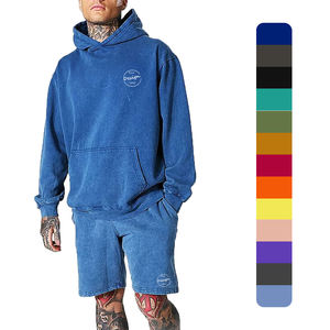 Chándal deportivo transpirable de invierno a la moda para hombre, chándal vaquero holgado desgastado Vintage con lentejuelas y estampado en relieve con logotipo personalizado - Product Image 1