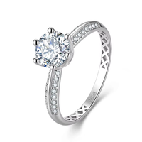 Bague de Fiançailles et de Mariage en Argent Sterling 925 Massif Plaqué Or 14K avec Moissanite VVS et Diamant de Laboratoire pour Femme – Vente en Gros, Idéal Cadeau
