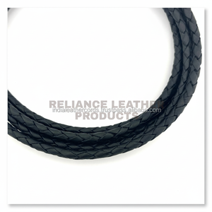 Wholesale 4 mm Black Matt Bolo Braided Jewelry Making Leather Cord Round Braided Style for Fashion <b>Accessories</b> Large Volume - Product Image 1