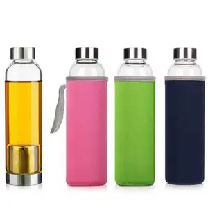 Botella de agua de vidrio para infusiones de té, alta borosilicato, resistente al calor, gran oferta