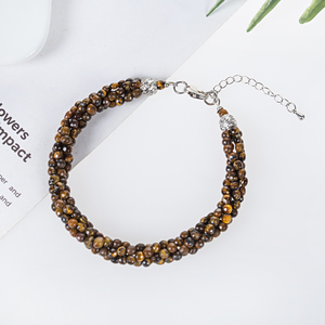 Bracelet en pierre de tigre naturellement torsadée à 3 rangs WENCHI TWB807, ensemble de bijoux fins - Product Image 3