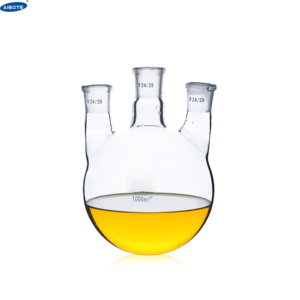 Boccette di vetro con fondo rotondo a tre collo resistenti ad alta temperatura su misura per attrezzature da laboratorio di vendita calda - Product Image 3