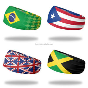 Op maat gemaakte hoofdbanden met vlaggen van de VS, Mexico en het VK.  Aanpasbare, omkeerbare, elastische sport hoofdbanden voor basketbal, voetbal en andere sporten. - Product Image 2