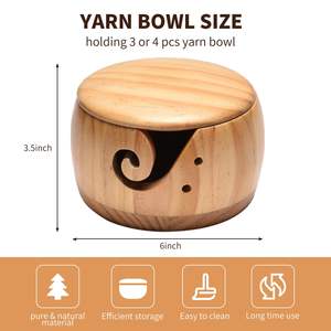 Organisateur <span class=keywords><strong>de</strong></span> fil à tricoter en gros à faire soi-même, écologique, en <span class=keywords><strong>bois</strong></span>, bol à <span class=keywords><strong>laine</strong></span> pour le tricot et le crochet avec couvercle - Product Image 4