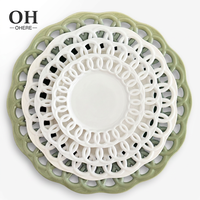 Ensemble de vaisselle creuse personnalisée en porcelaine, style minimaliste italien, écologique, fait main, pour mariage, en gros, en stock