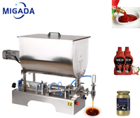 Machine de remplissage semi-automatique pour ketchup, pâte, beurre de cacahuète, distributeur de liquides visqueux de 80 L, machine de remplissage pneumatique à piston doseur