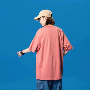 Custom 250GSM Round Collar Short Sleeve Oversized Printed T-shirt 100% Cotton Men's Loose Sport T-shirt - Product Image 4