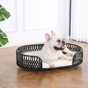 Groothandel <span class=keywords><strong>Wicker</strong></span> Huisdierenbed voor Katten & Honden, Rieten Huisdierenbank met Kussen, Rustgevende Binnenhuisdierenlounge, OEM ODM - Product Image 2