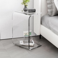 Table basse en acrylique moderne et minimaliste pour salon, table d'appoint de canapé, table haute transparente pour balcon ou baie vitrée